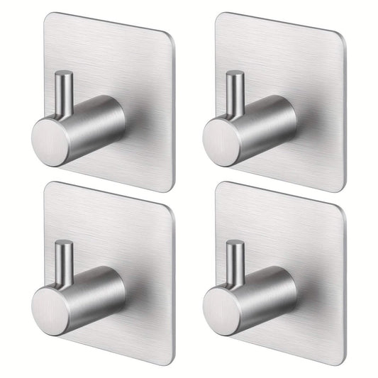 4 - Pack Heavy Duty Stick Hooks – Stainless Steel, Waterproof, Wall Mount - Cartsfy Inc.