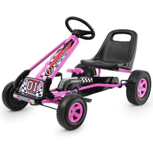 4 Wheels Kids Ride On Pedal Powered Bike Go Kart Racer Car Outdoor Play Toy-Pink VYSN Default Title Default Title-