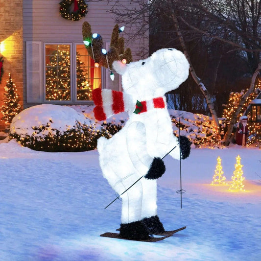 44" Animated Christmas Reindeer Pre-lit Skiing Deer Decoration Cartsfy Inc.