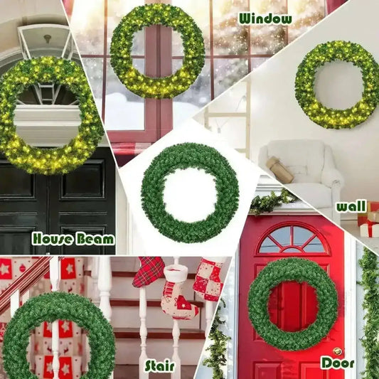 48 Inch Pre-lit Cordless Artificial Christmas Wreath Cartsfy Inc.