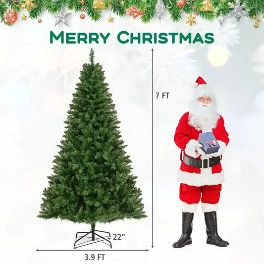 5/6/7 Feet Artificial Christmas Tree Hinged Xmas Tree with 7 Lighting Modes Cartsfy Inc.