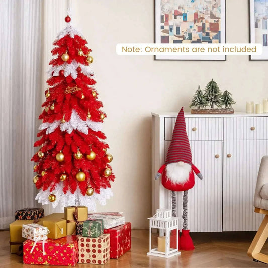 5 FT Artificial Christmas Tree Pre-lit Xmas Trees with 301 Red and White Branch Tips Cartsfy Inc.