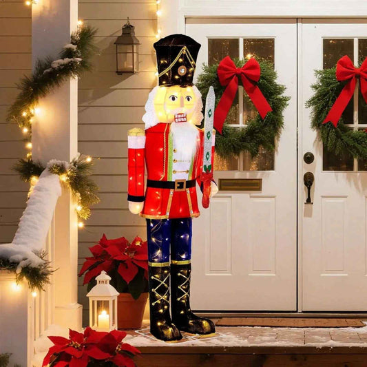 5 FT Christmas Nutcracker Outdoor Christmas Decoration with Glitter Sword