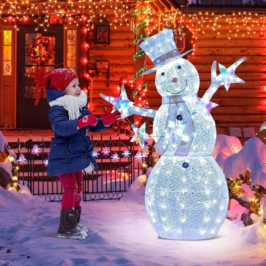 5 ft Pre-Lit Christmas Snowman with Stars Cartsfy Inc.