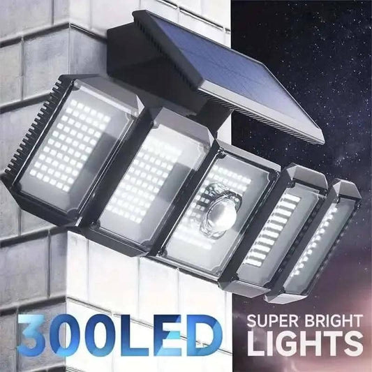 5 Heads Solar 300 LED Light Outdoor Motion Sensor Waterproof Wide-angle Illumination Wall Lamp DailySale Default Title Default Title-