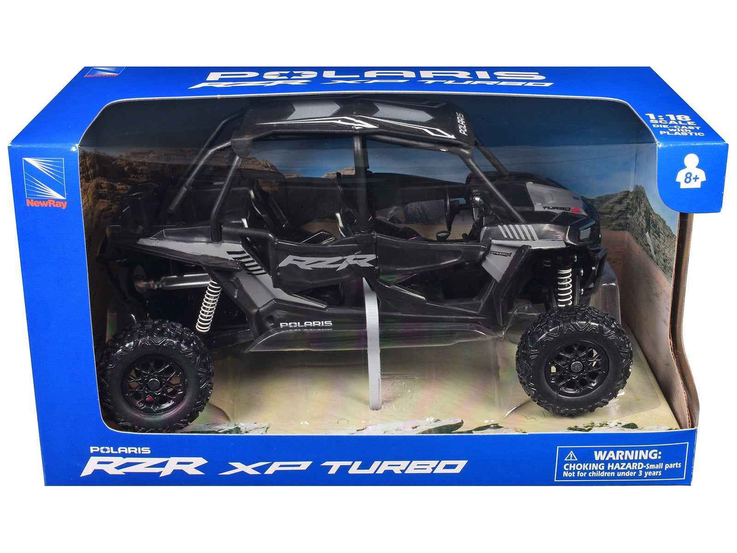 Polaris RZR XP 4 Turbo EPS Sport UTV Onyx Black with Gray Graphics 1/18 Diecast Model by New Ray Miniature Motors Default Title Default Title-
