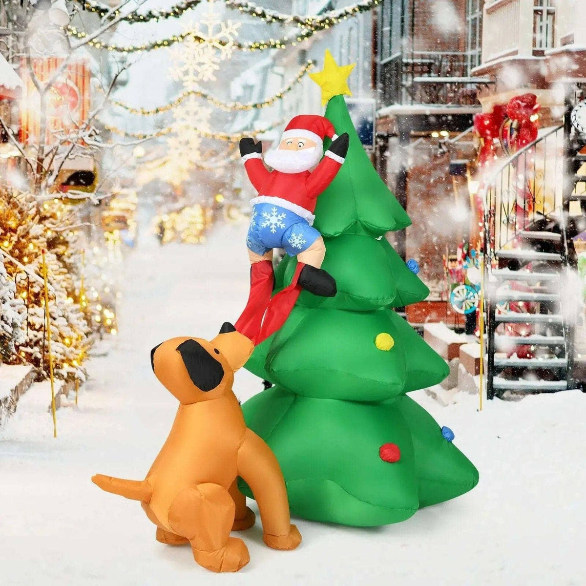 6.5 Feet Outdoor Inflatable Christmas Tree Santa Decor with LED Lights DirectDeals Default Title Default Title-