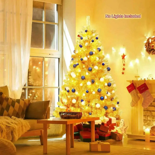 6/7.5 Feet Artificial Tinsel Christmas Tree Hinged with Foldable Stand