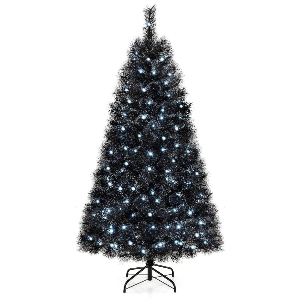 6/7/8 Feet Black Artificial Halloween Christmas Tree with PVC Branch Tips and 210/320/450 Cool White LED Lights DirectDeals M S L M-S-L-