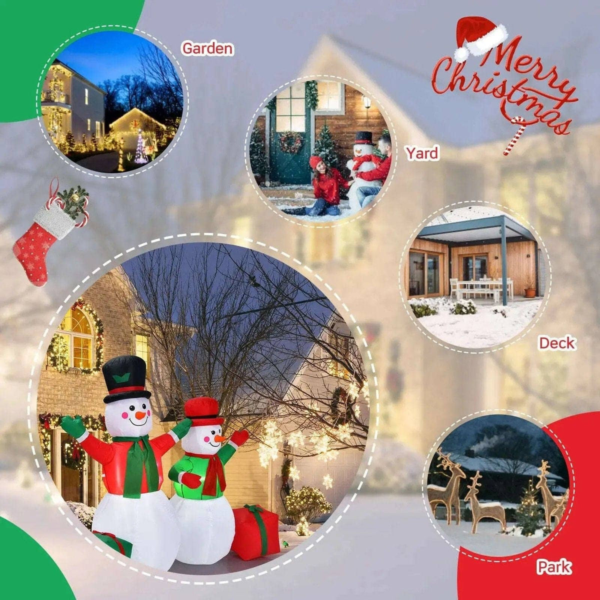 6 Feet Christmas Inflatable Snowmen Blow Up Christmas Decoration Cartsfy Inc.