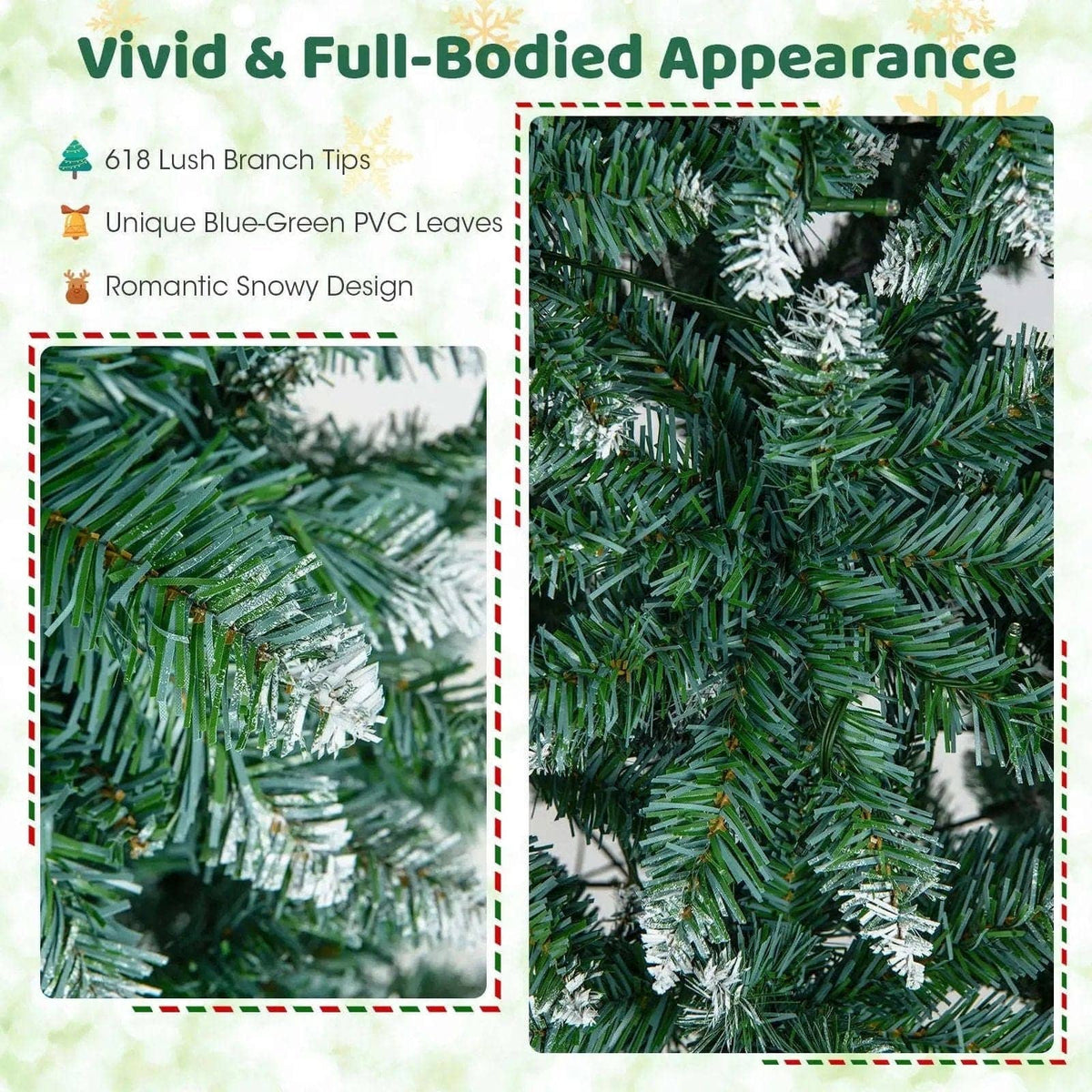 6 Feet Pre-Lit Artificial Christmas Tree with 618 Snowy Branch Tips Cartsfy Inc.