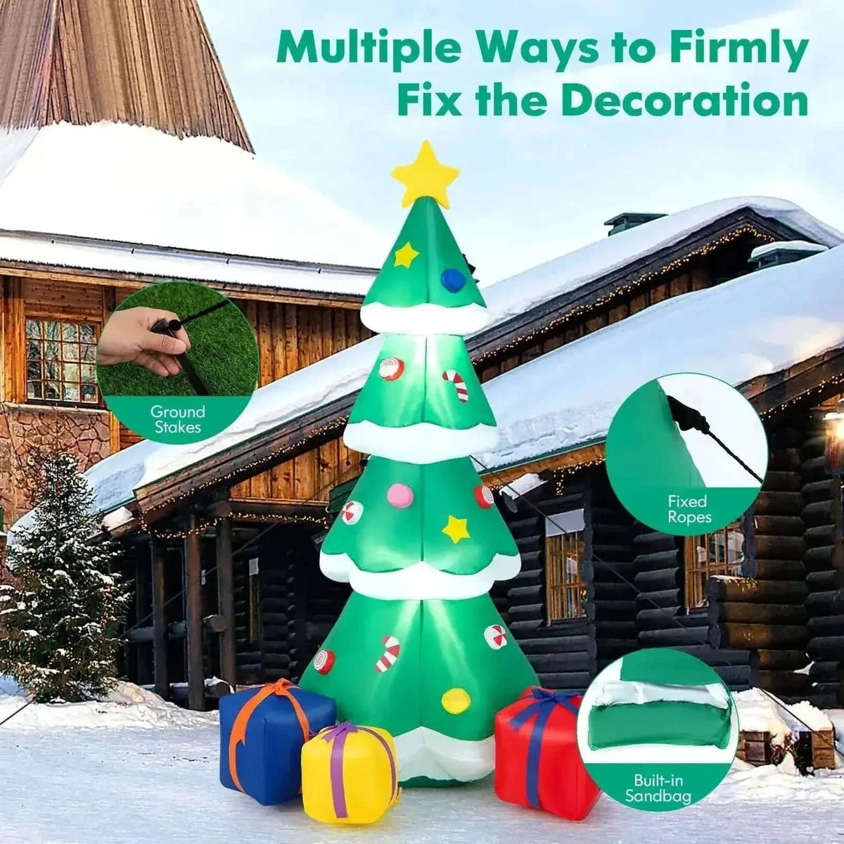 6 Feet Tall Blow up Christmas Tree with 3 Gift Boxes Cartsfy Inc.