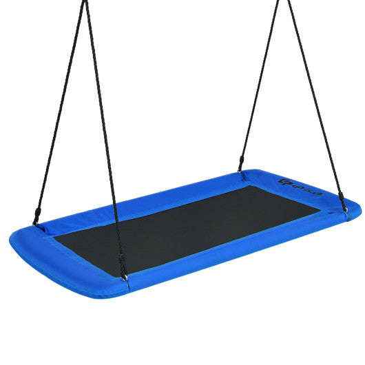60 Inches Platform Tree Swing Outdoor with 2 Hanging Straps-Blue