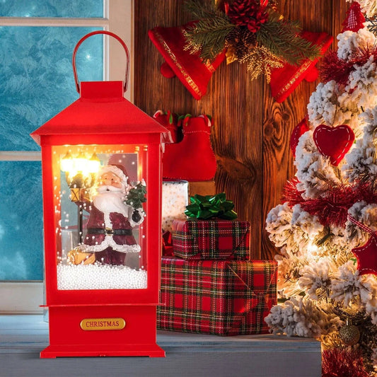 61 Inch Christmas Musical Street Lamp Post with Detachable Snow Globe Lantern-Red Cartsfy Inc.