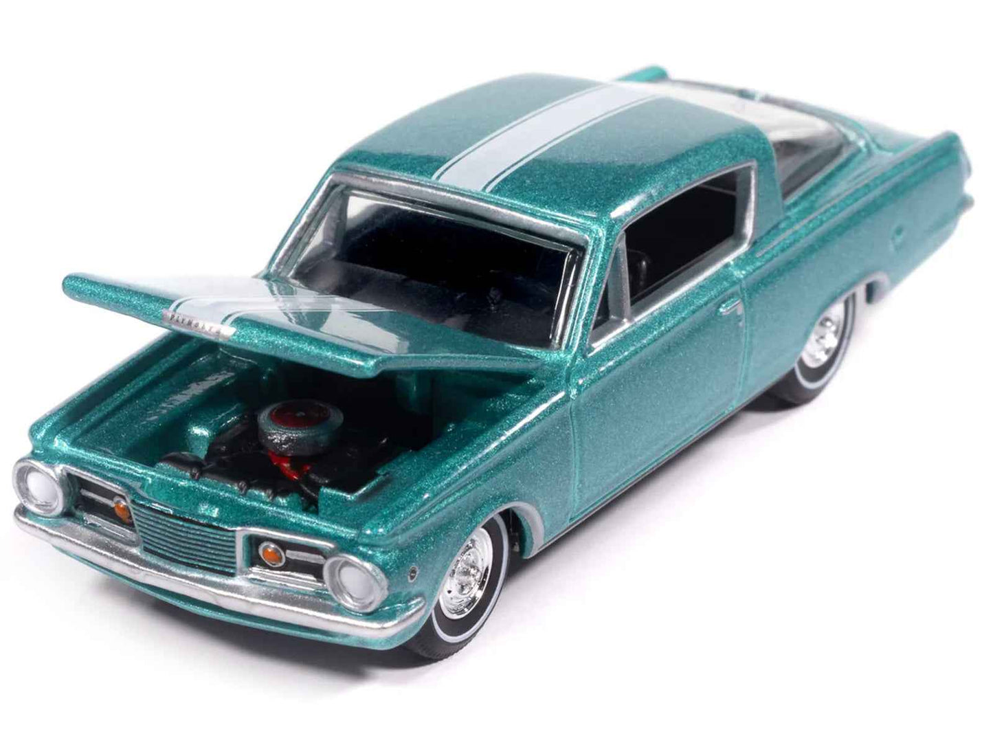1965 Plymouth Barracuda Formula S Turquoise Metallic with White Stripe "Vintage Muscle" Series 1/64 Diecast Model Car by Auto World Miniature Motors Default Title Default Title-
