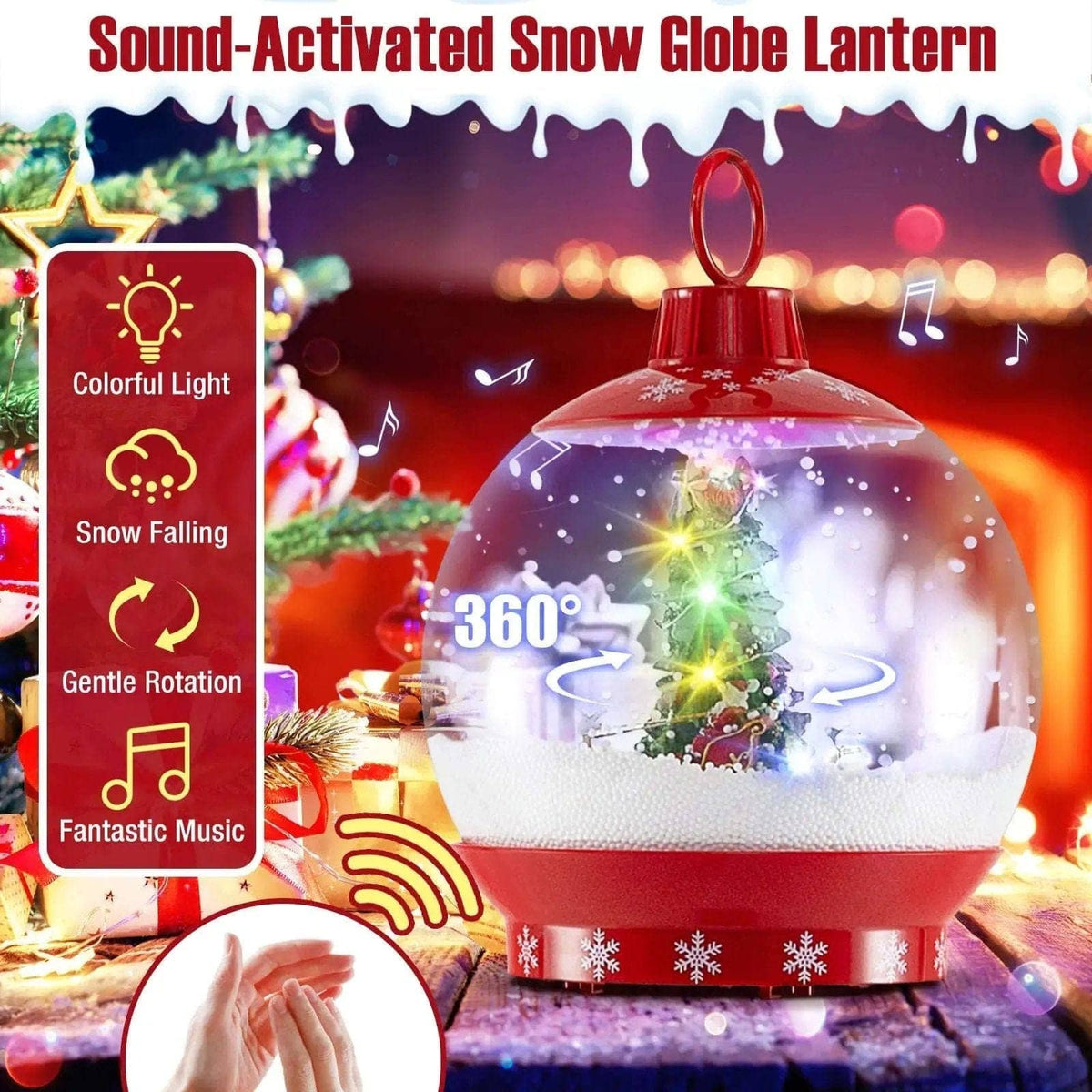 68 Inch Festive Musical Christmas Street Lamp Post with Snow Globe Lantern-Red Cartsfy Inc.
