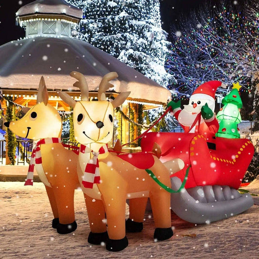 7.2 Feet Long Christmas Inflatable Santa Rides Sled with LED Lights Cartsfy Inc.