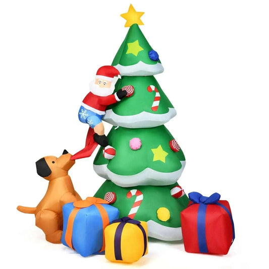 7 Feet Inflatable Christmas Tree Santa Decor with LED Lights Cartsfy Inc.