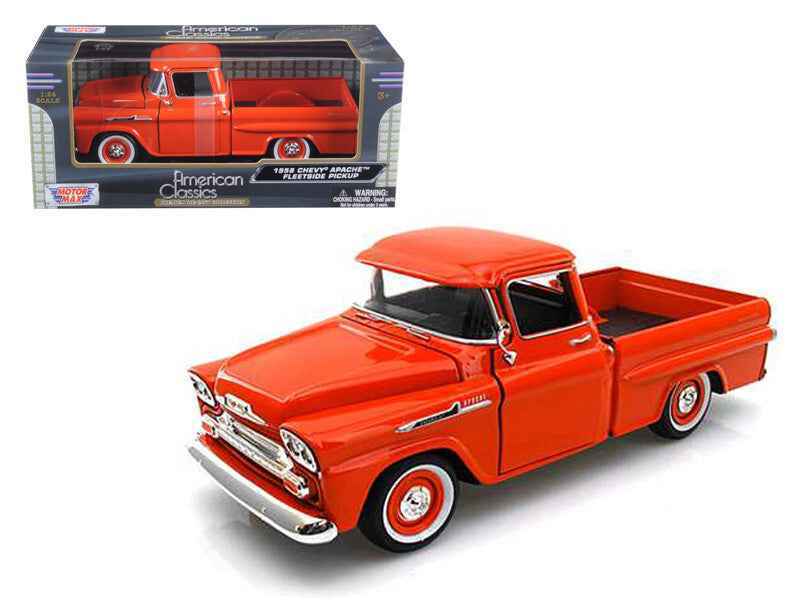 1958 Chevrolet Apache Fleetside Pickup Truck Orange 1/24 Diecast Model Car by Motormax Miniature Motors Default Title Default Title-