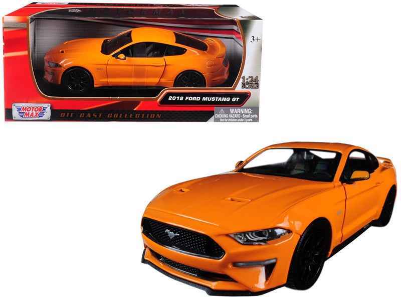 2018 Ford Mustang GT 5.0 Orange with Black Wheels 1/24 Diecast Model Car by Motormax Miniature Motors Default Title Default Title-