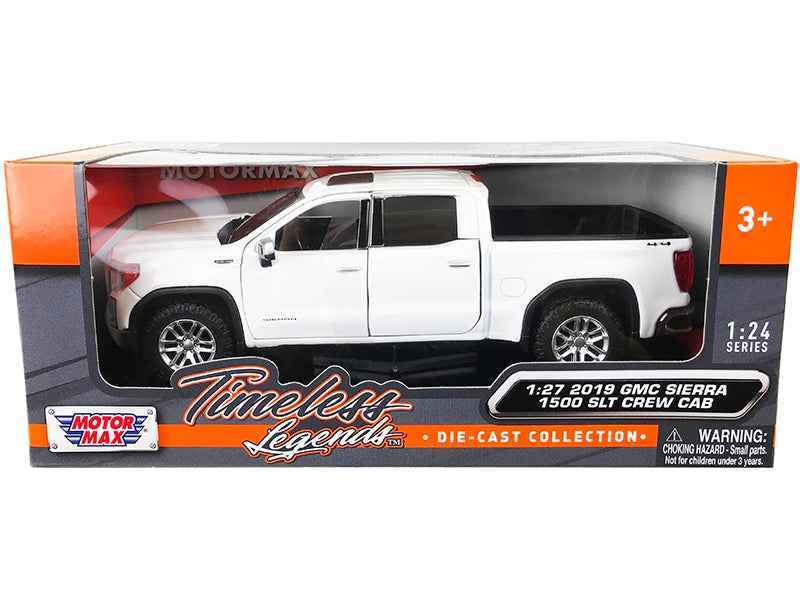 2019 GMC Sierra 1500 SLT Crew Cab 4x4 Pickup Truck with Sunroof White "Timeless Legends" Series 1/24-1/27 Diecast Model Car by Motormax Miniature Motors Default Title Default Title-