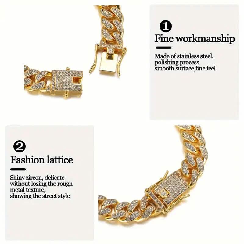 8" Luxurious Rhinestone Cuban Chain Bracelet for Men Cartsfy Inc.