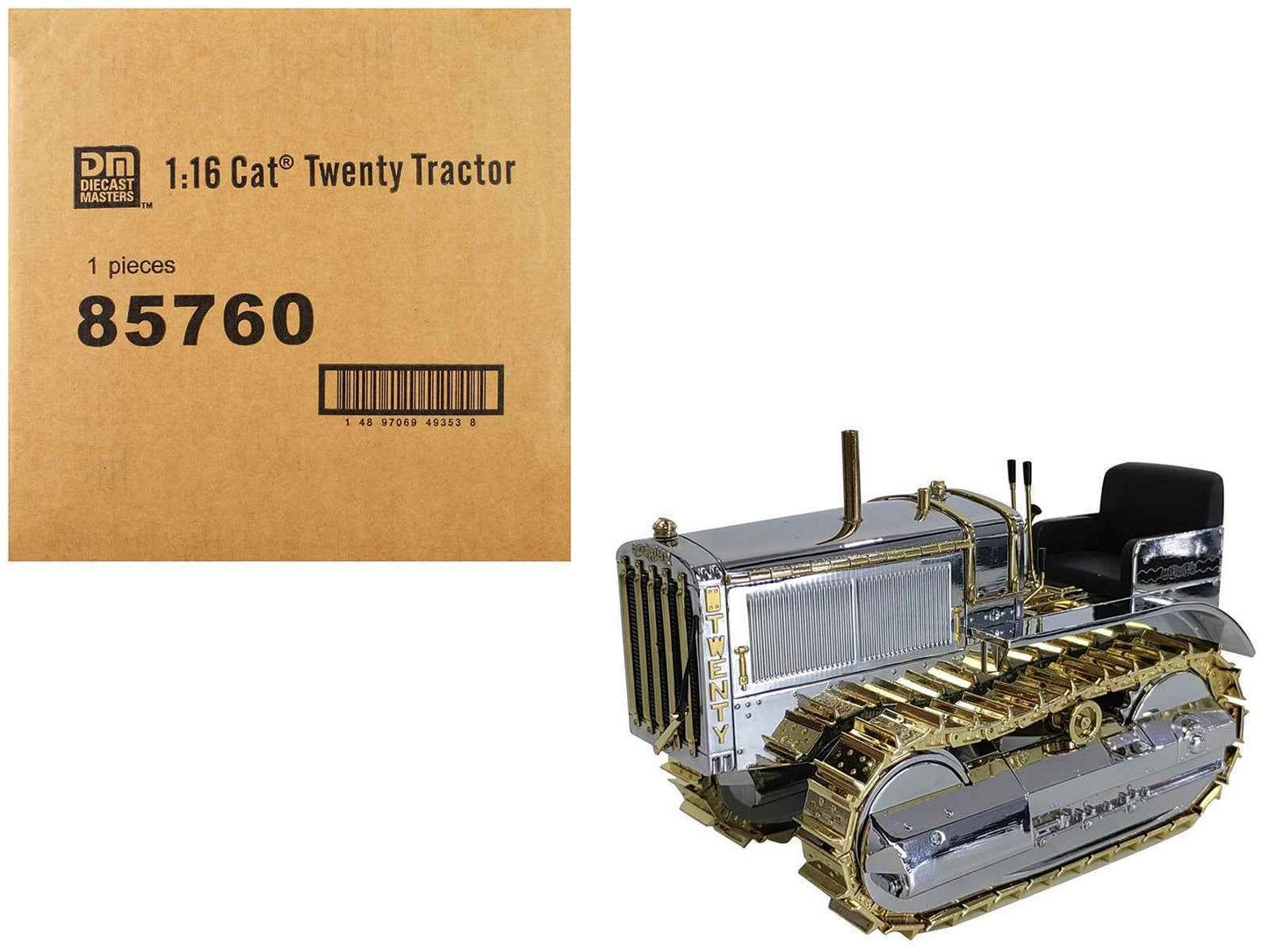 CAT Caterpillar Twenty Tractor "100th Anniversary" Chrome and Gold "Centennial Series" 1/16 Diecast Model by Diecast Masters Miniature Motors Default Title Default Title-