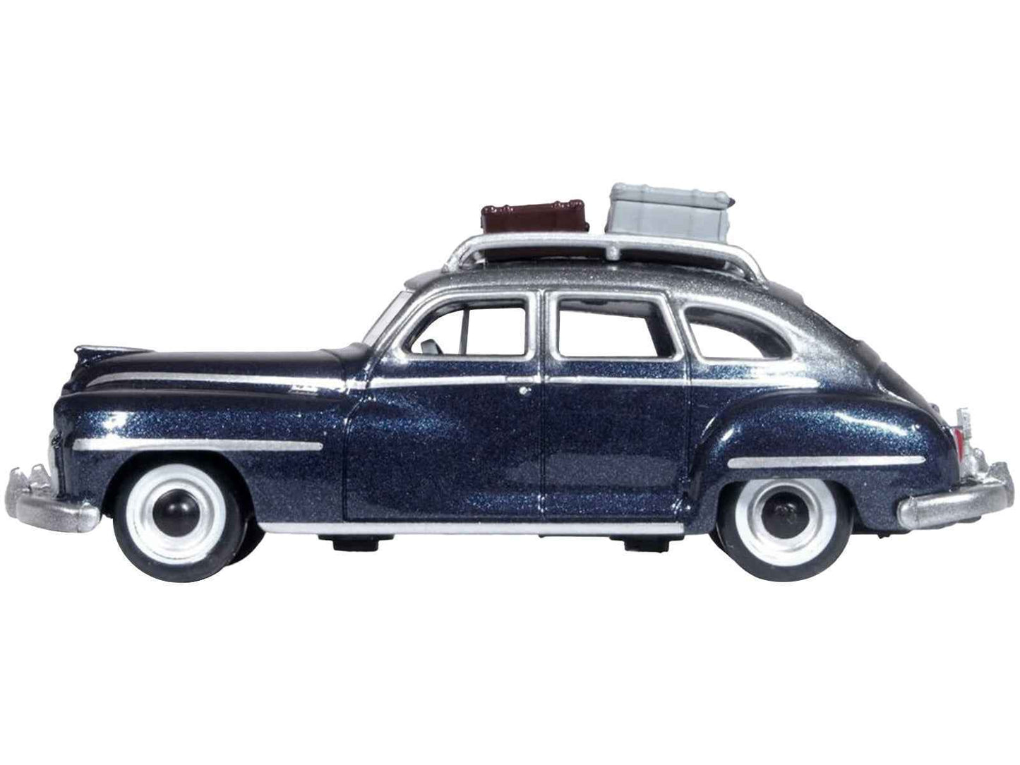 1946 DeSoto Suburban with Roof Rack and Luggage Butterfly Blue Metallic with Crystal Gray Top 1/87 (HO) Scale Diecast Model Car by Oxford Diecast Miniature Motors Default Title Default Title-
