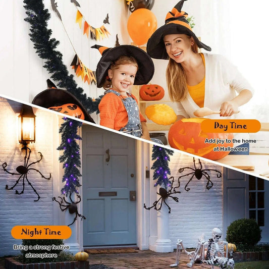 9 Feet Pre-lit Christmas Halloween Garland with 50 Purple LED Lights Cartsfy Inc.