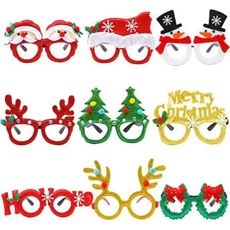 9-Pieces: Christmas Glitter Party Glasses Frame DailySale Default Title Default Title-