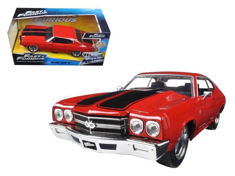 Dom's Chevrolet Chevelle SS Red with Black Stripes "Fast & Furious" Movie 1/24 Diecast Model Car by Jada Miniature Motors Default Title Default Title-