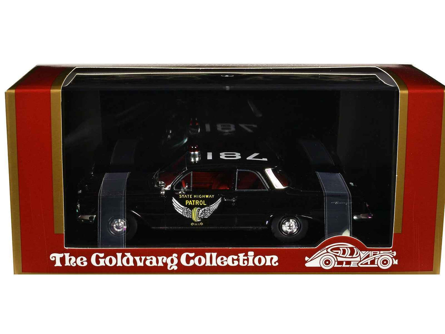 1961 Chevrolet Biscayne "Ohio State Highway Patrol" Black with Red Interior Limited Edition to 150 pieces Worldwide 1/43 Model Car by Goldvarg Collection Miniature Motors Default Title Default Title-