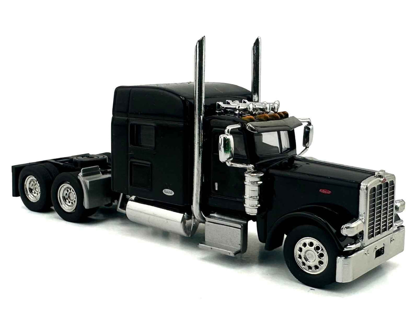 Peterbilt 389 Truck Tractor with Sleeper Cab Black 1/87 (HO) Scale Plastic Model Car by HO Logistics Miniature Motors Default Title Default Title-