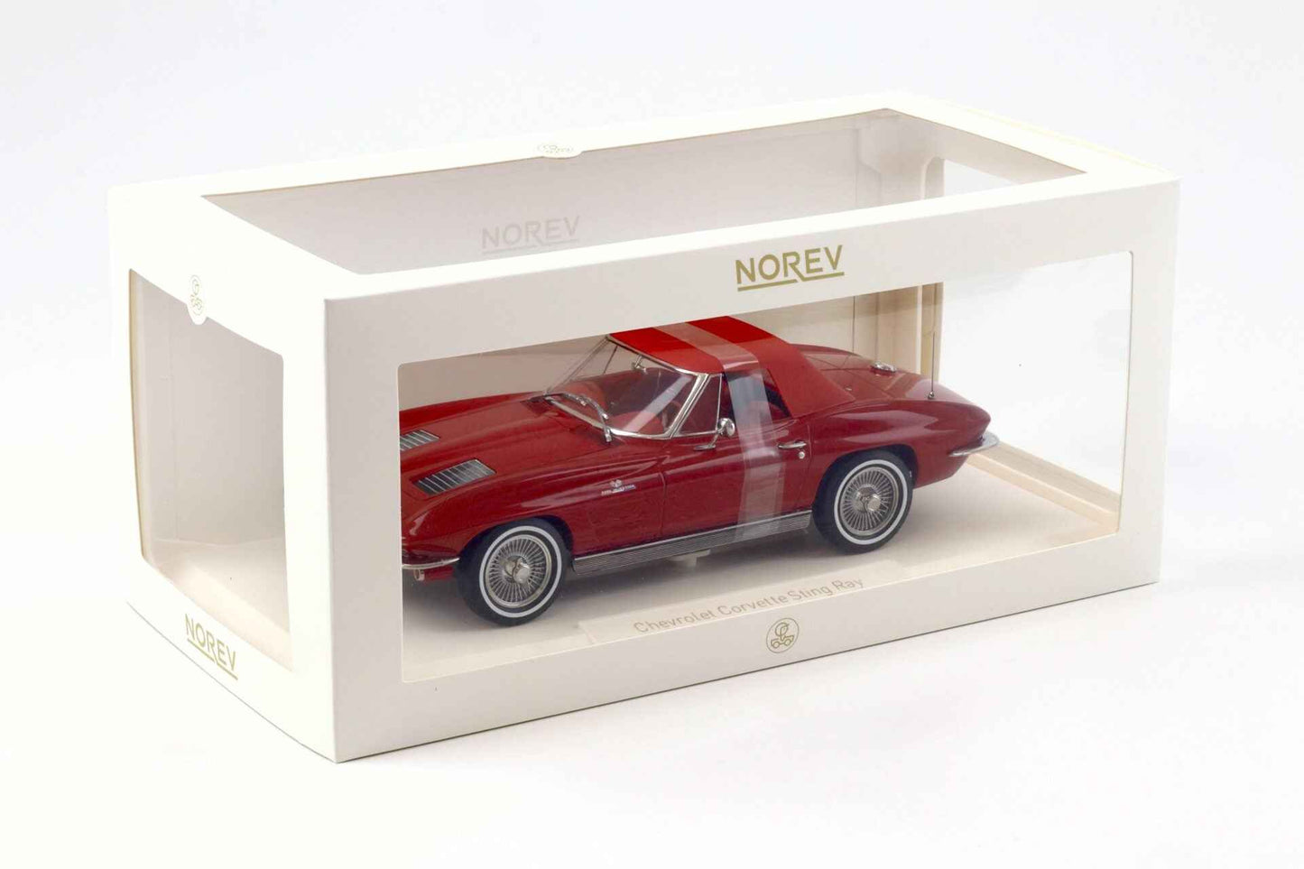 Norev 1963 Chevy Corvette C2 Stingray Cabriolet (Convertible) Riverside Red 1:18 *Defect* STM Diecast Default Title Default Title-