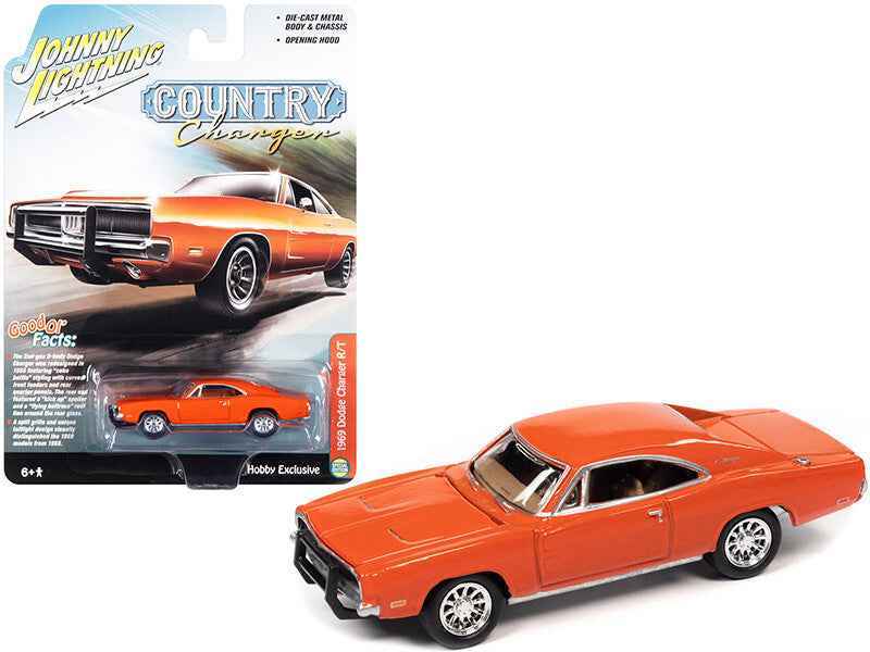 1969 Dodge Charger R/T Orange "Country Charger" 1/64 Diecast Model Car by Johnny Lightning Miniature Motors Default Title Default Title-