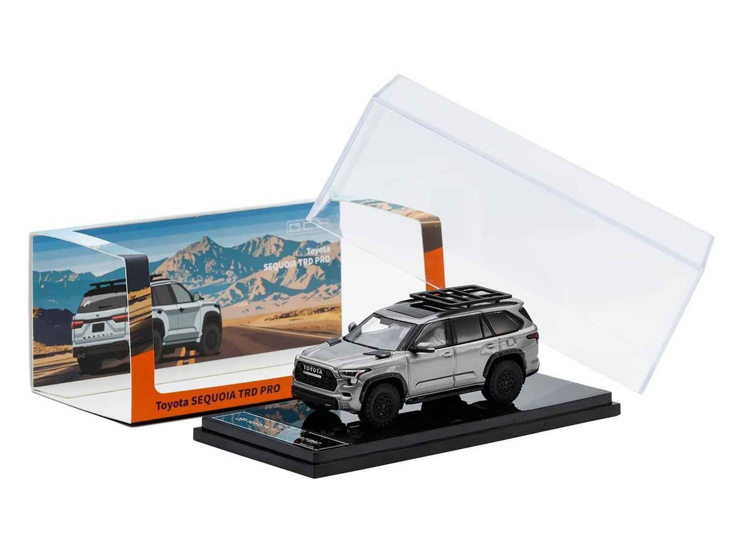 Toyota Sequoia TRD PRO Silver Metallic with Roof Rack 1/64 Diecast Model Car by GCD Miniature Motors Default Title Default Title-