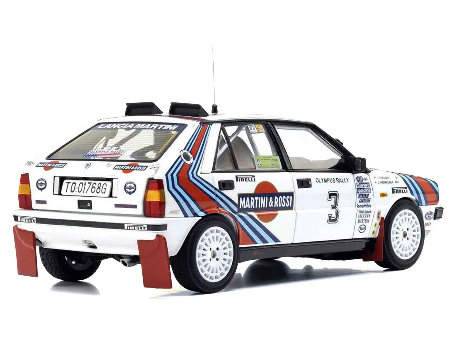 Lancia Delta HF 4WD #3 Juha Kankkunen - Juha Piironen "Martini Racing" Winner "Olympus Rally" (1987) 1/18 Diecast Model Car by Kyosho Miniature Motors Default Title Default Title-