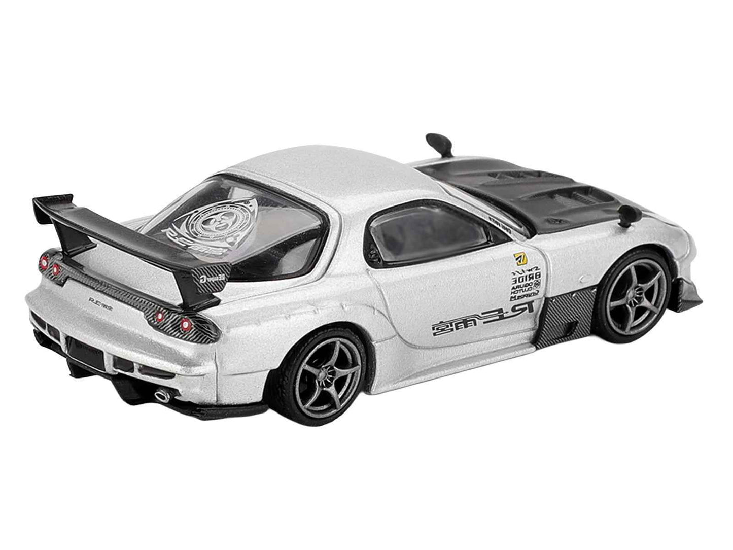 Mazda RX-7 RE-Amemiya Silver Metallic with Matt Black Hood Limited Edition 1/64 Diecast Model Car by Mini GT Miniature Motors Default Title Default Title-