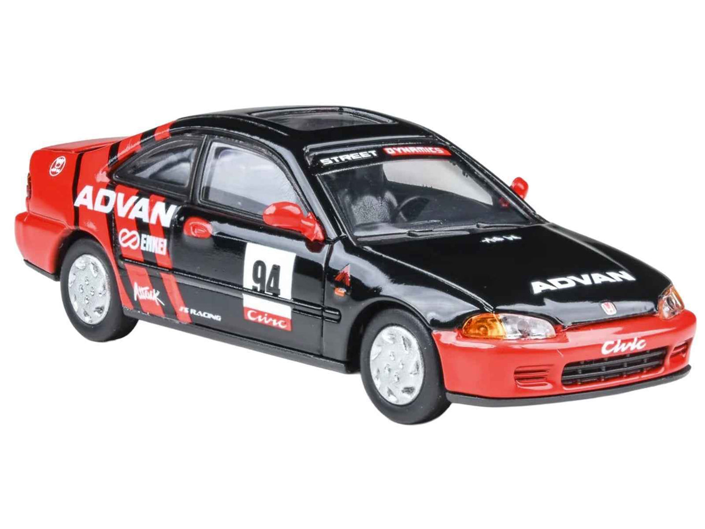 1995 Honda Civic Coupe EJ1 #94 "Autocross - ADVAN" Black and Red 1/64 Diecast Model Car by Paragon Models Miniature Motors Default Title Default Title-