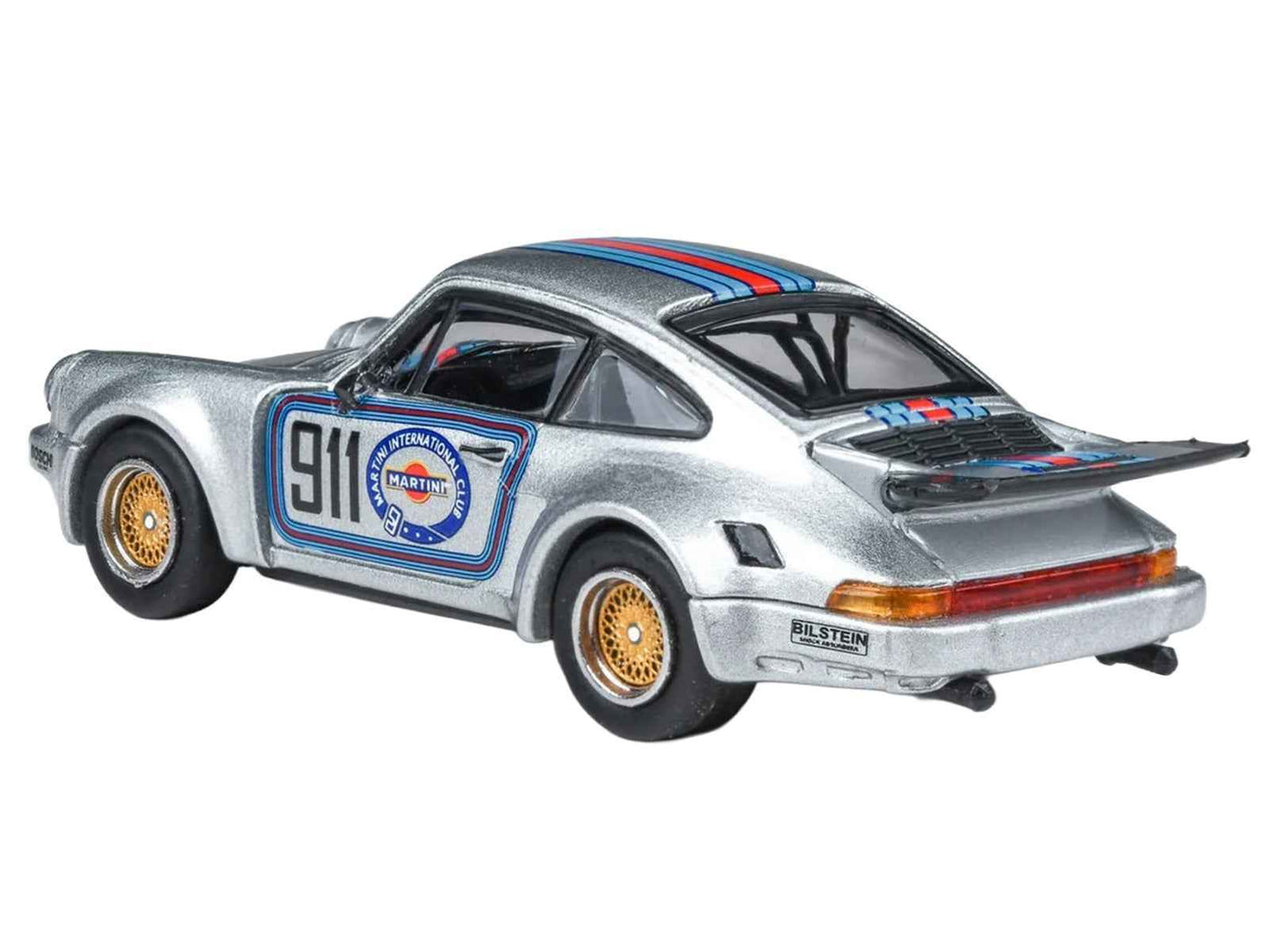 Porsche 911 Carrera RSR 3.0 "Martini Racing" Silver Metallic with Stripes 1/64 Diecast Model Car by Paragon Models Miniature Motors Default Title Default Title-