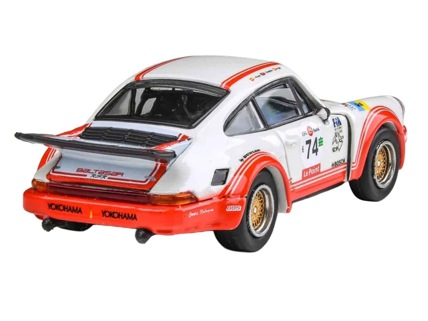 Porsche 911 Carrera RSR 3.0 #74 "Aurora Racing" White with Red Stripes 1/64 Diecast Model Car by Paragon Models Miniature Motors Default Title Default Title-