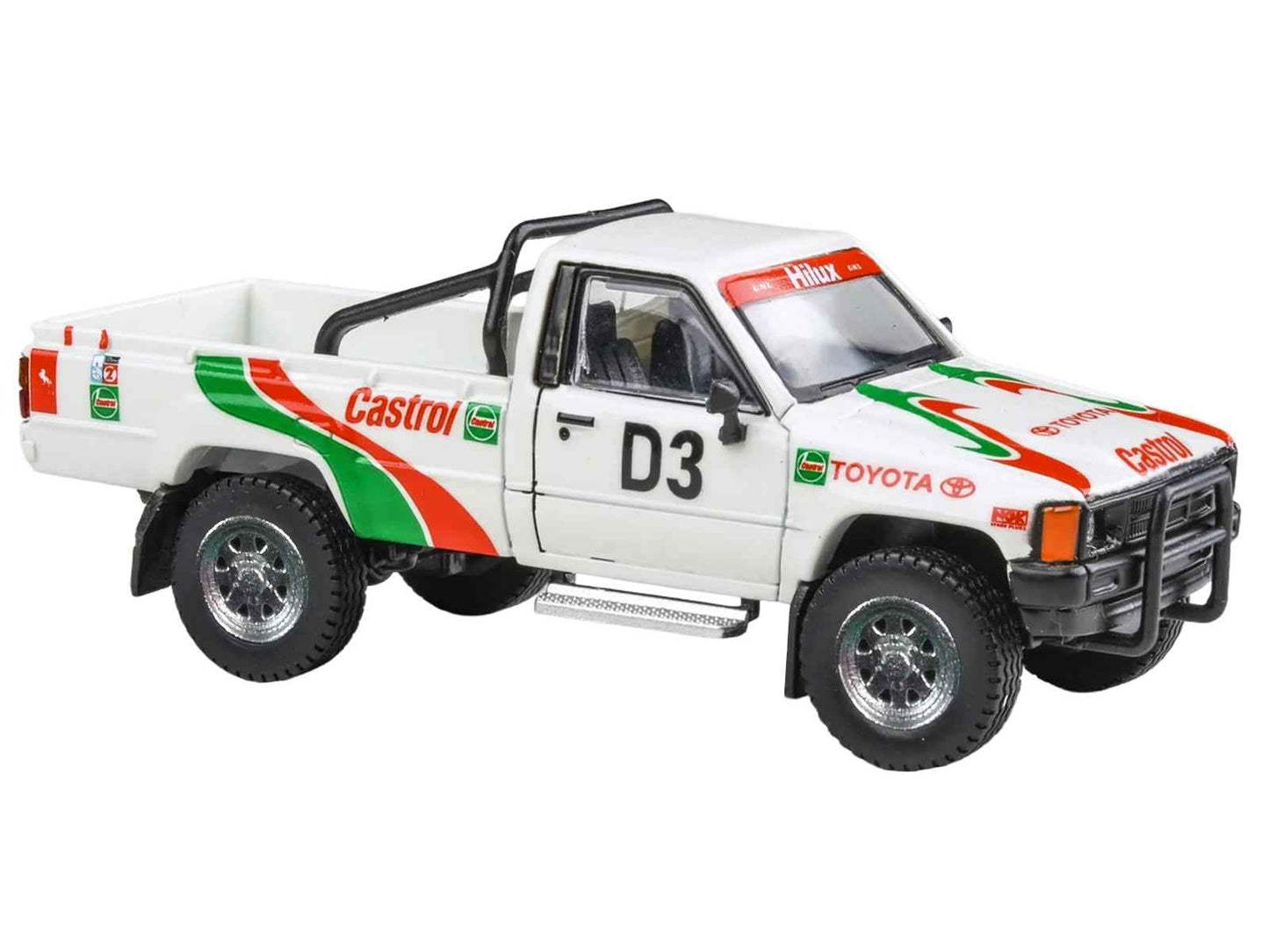 Toyota Hilux Pickup Truck #D3 "Castrol" White with Graphics "Rustenburg 400 Rally" (1995) 1/64 Diecast Model Car by Paragon Models Miniature Motors Default Title Default Title-