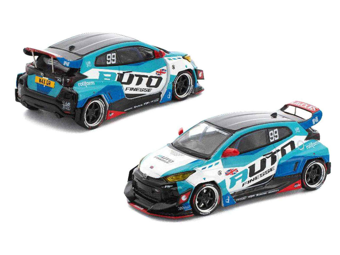 Pandem GR Yaris RHD (Right Hand Drive) #99 "Auto Finesse" Blue and White with Graphics "Enigma Exclusive Edition" 1/64 Diecast Model Car by Pop Race Miniature Motors Default Title Default Title-