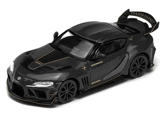Toyota Supra DarwinPro Black with Gold Accents "Enigma Exclusive Edition" 1/64 Diecast Model Car by Pop Race Miniature Motors Default Title Default Title-