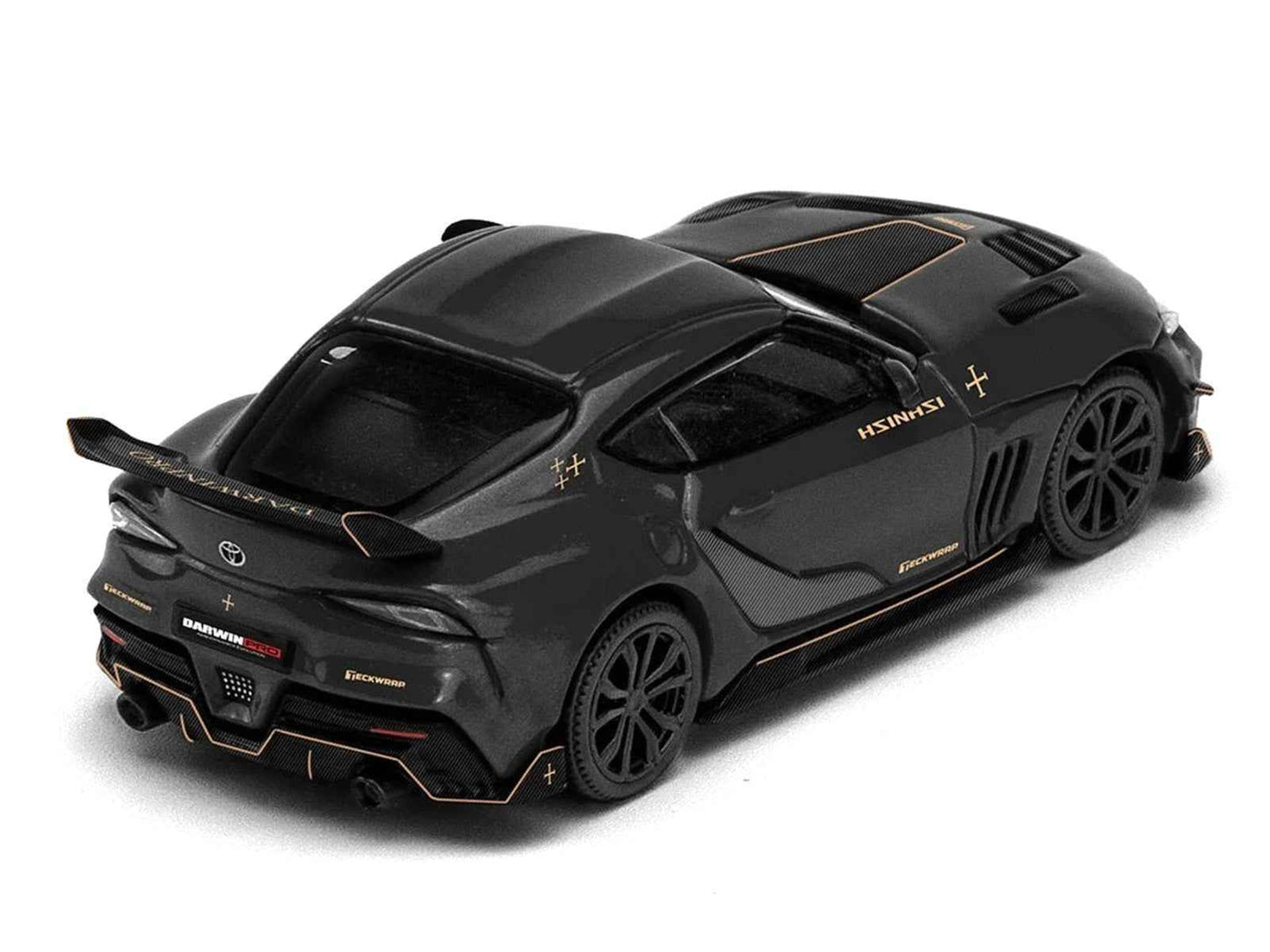 Toyota Supra DarwinPro Black with Gold Accents "Enigma Exclusive Edition" 1/64 Diecast Model Car by Pop Race Miniature Motors Default Title Default Title-