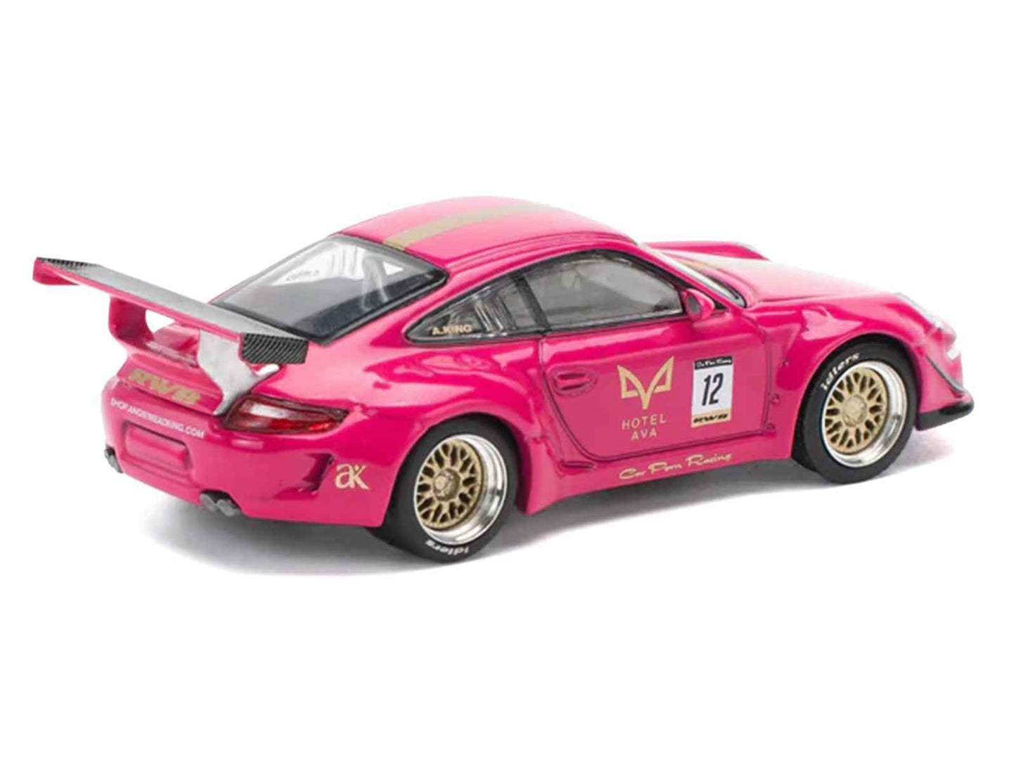 RWB 997 #12 "Hotel Ava" Pink Metallic 1/64 Diecast Model Car by Pop Race Miniature Motors Default Title Default Title-