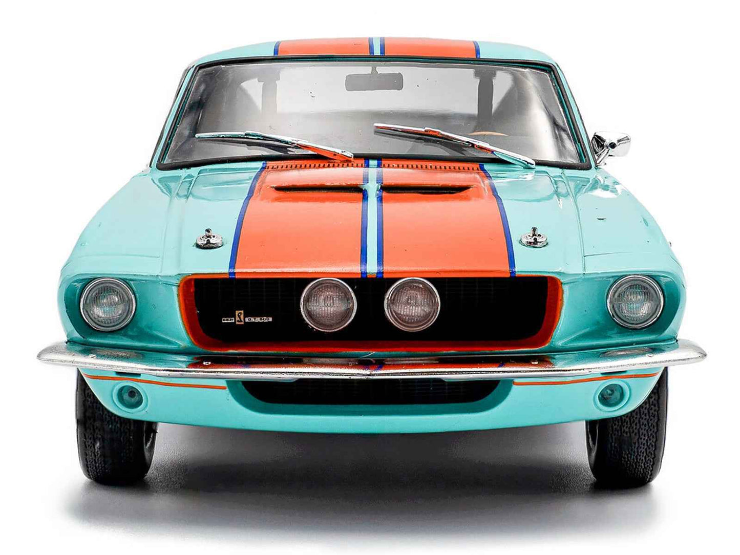 1967 Shelby GT500 #4 "Gulf Racing Tribute" Light Blue with Orange Stripes 1/18 Diecast Model Car by Solido Miniature Motors Default Title Default Title-
