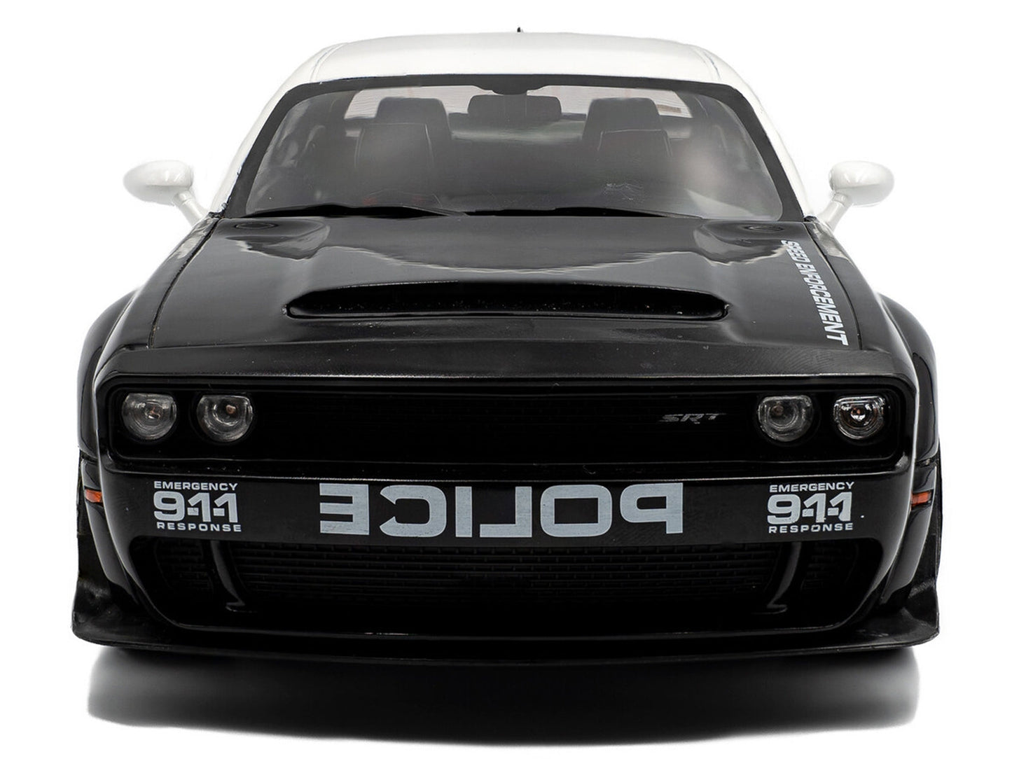 2023 Dodge Challenger Demon "Police" Black and White 1/18 Diecast Model Car by Solido Miniature Motors Default Title Default Title-