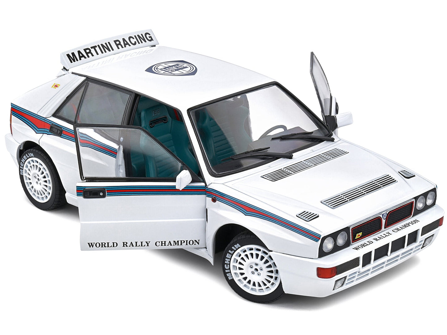 1992 Lancia Delta HF Integrale Evo 1 Martini 6 White with Blue and Red Stripes "World Rally Champion - Martini Racing" 1/18 Diecast Model Car by Solido Miniature Motors Default Title Default Title-