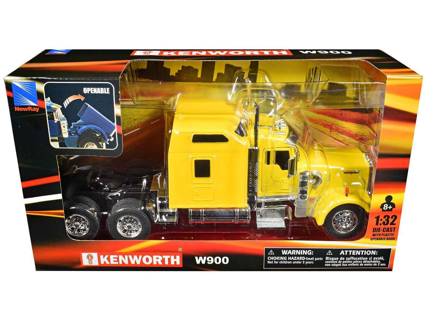 Kenworth W900 Truck Tractor Yellow "Long Haul Truckers" Series 1/32 Diecast Model by New Ray Miniature Motors Default Title Default Title-